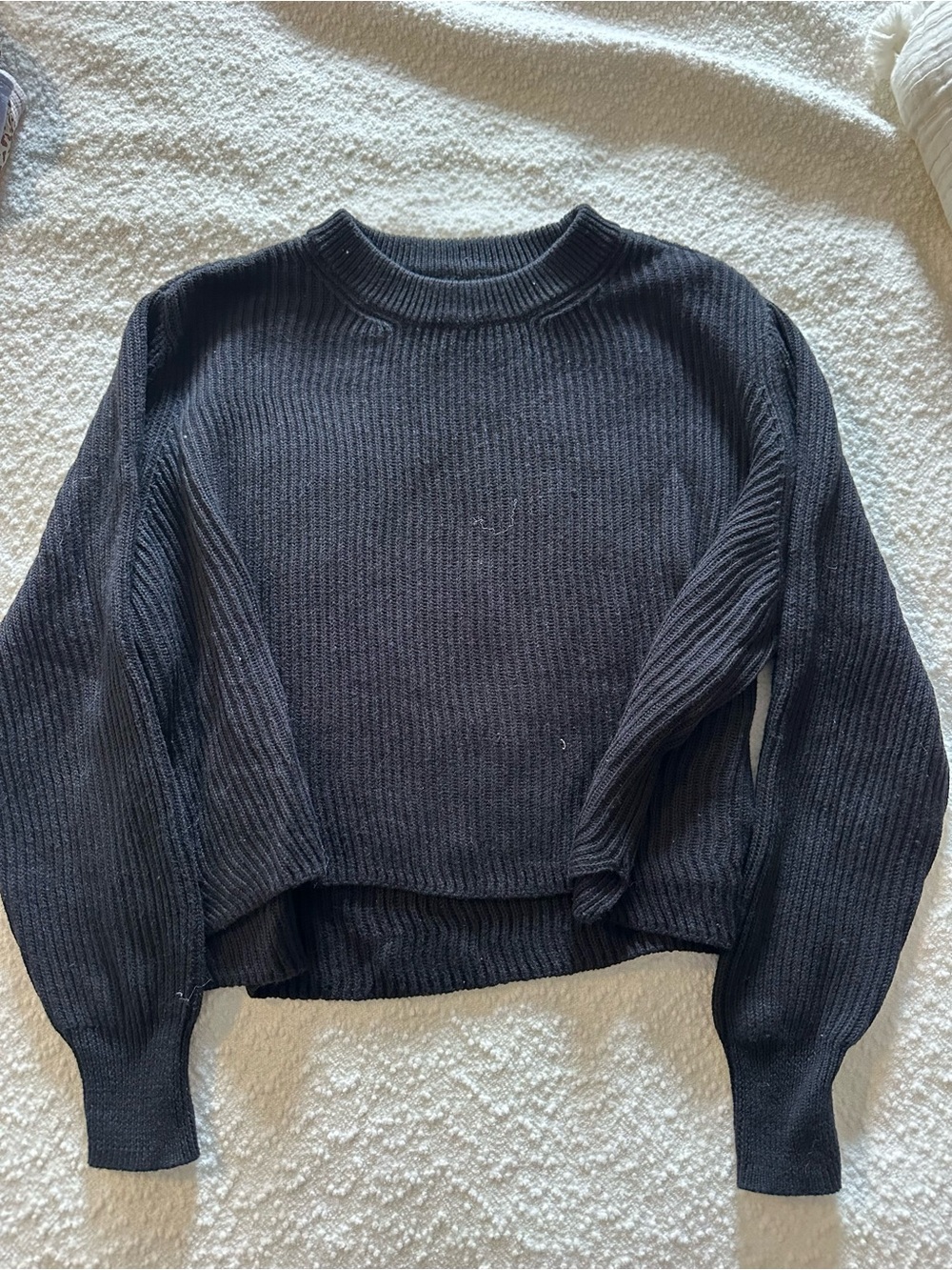 Cotton On Ribbed Cropped Crewneck Sweater - Black